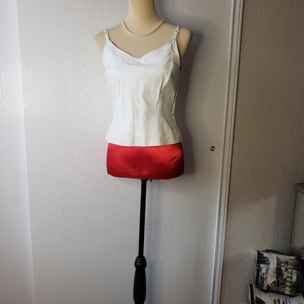 Leather White Tank Top